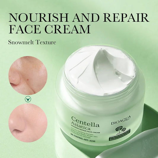 BIOAQUA Crema Facial con Centella Asiatica – Hidratante y Reparadora para Todo Tipo de Piel